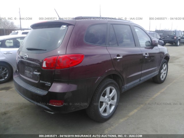 5NMSH13E78H218303 - 2008 HYUNDAI SANTA FE SE/LIMITED MAROON photo 4