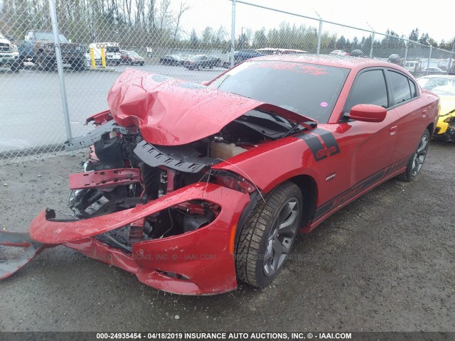 2C3CDXCT8FH914716 - 2015 DODGE CHARGER R/T RED photo 2