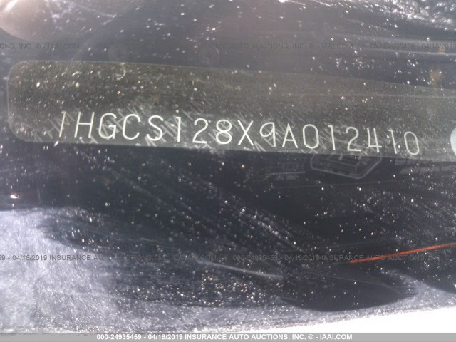 1HGCS128X9A012410 - 2009 HONDA ACCORD EXL ფერფლისფერი ფოტო 9