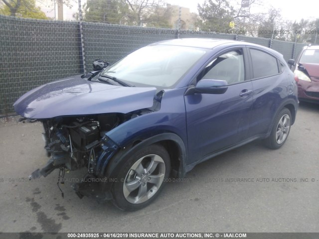 3CZRU5H58HM701395 - 2017 HONDA HR-V EX BLUE photo 2