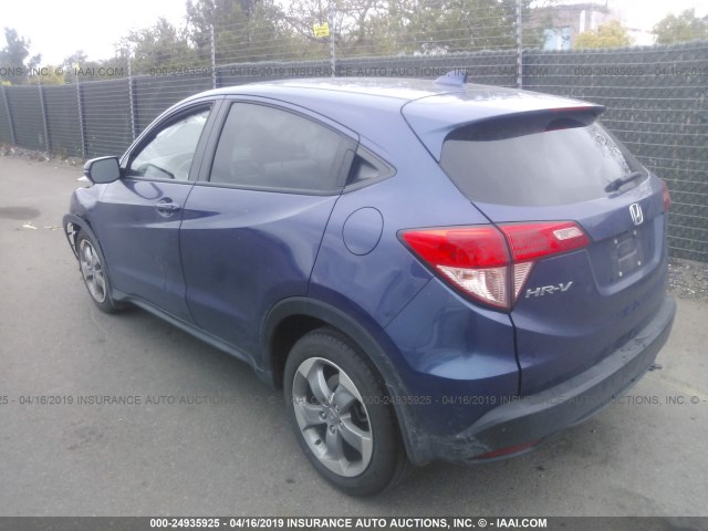 3CZRU5H58HM701395 - 2017 HONDA HR-V EX BLUE photo 3