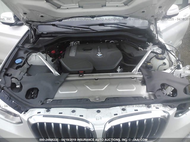 5UXTR9C52KLE13071 - 2019 BMW X3 XDRIVE30I WHITE photo 10