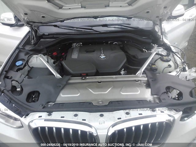 5UXTR9C52KLE13071 - 2019 BMW X3 XDRIVE30I Սպիտակ լուսանկար 10