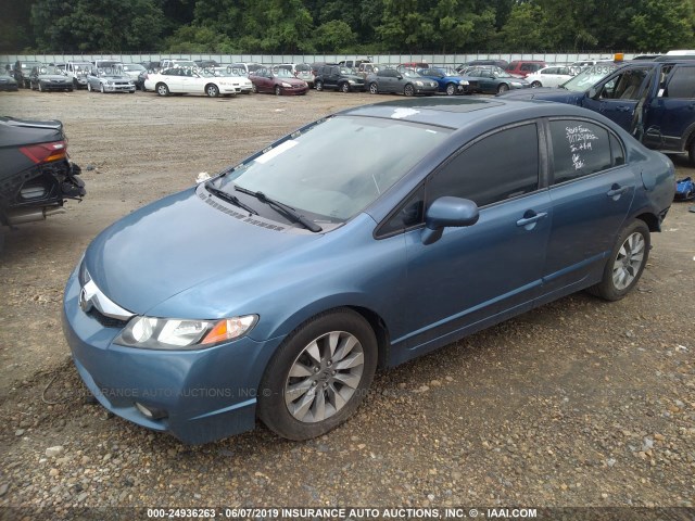 2HGFA16889H360220 - 2009 HONDA CIVIC EX BLUE photo 2