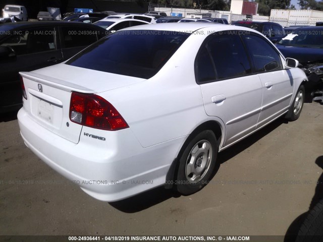 JHMES96625S017277 - 2005 HONDA CIVIC HYBRID WHITE photo 4