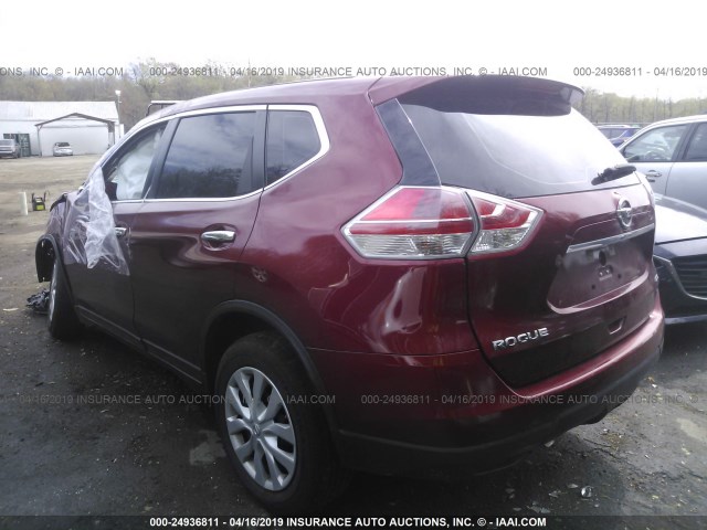 KNMAT2MVXFP561593 - 2015 NISSAN ROGUE S/SL/SV RED photo 3