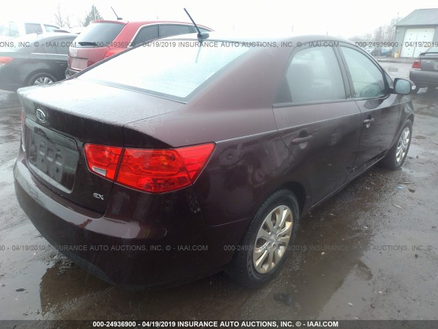 KNAFU4A25A5050223 - 2010 KIA FORTE EX MAROON photo 4