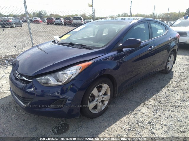 5NPDH4AE4DH405122 - 2013 HYUNDAI ELANTRA GLS/LIMITED BLUE photo 2