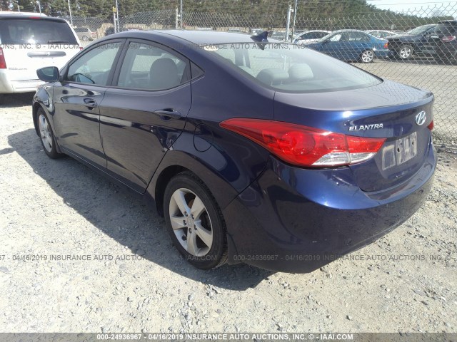 5NPDH4AE4DH405122 - 2013 HYUNDAI ELANTRA GLS/LIMITED BLUE photo 3