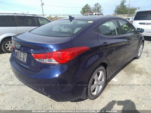 5NPDH4AE4DH405122 - 2013 HYUNDAI ELANTRA GLS/LIMITED BLUE photo 4