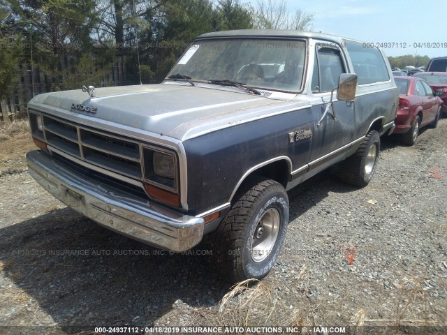3B4GW12T8GM637331 - 1986 DODGE RAMCHARGER AW-100 GRAY photo 2