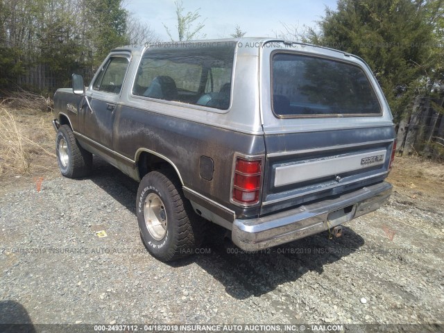 3B4GW12T8GM637331 - 1986 DODGE RAMCHARGER AW-100 GRAY photo 3