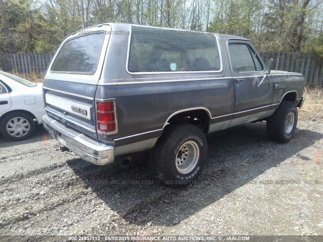3B4GW12T8GM637331 - 1986 DODGE RAMCHARGER AW-100 GRAY photo 4