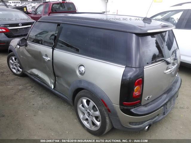 WMWMM33508TP88669 - 2008 MINI COOPER S CLUBMAN GRAY photo 3