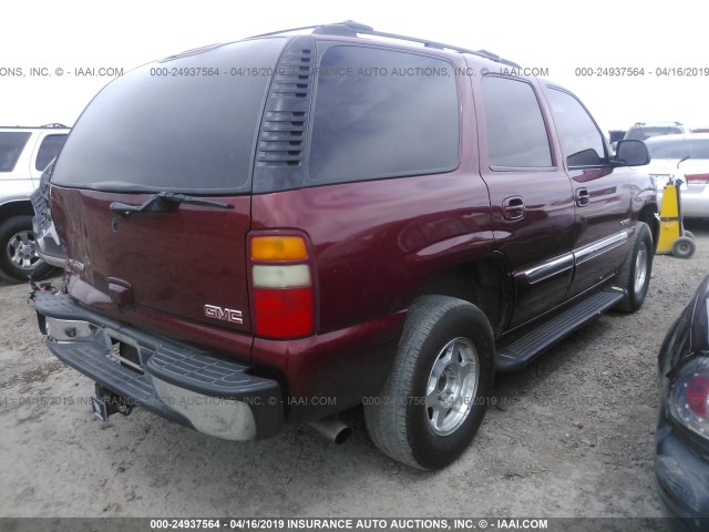 1GKEC13Z63R279536 - 2003 GMC YUKON BURGUNDY photo 4