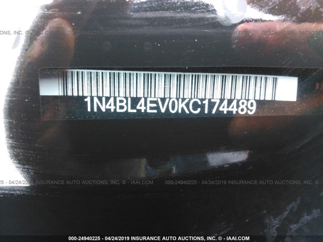 1N4BL4EV0KC174489 - 2019 NISSAN ALTIMA SL GRAY photo 9