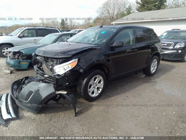 2FMDK3JC9EBA49690 - 2014 FORD EDGE SEL BLACK photo 2