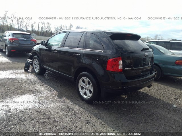 2FMDK3JC9EBA49690 - 2014 FORD EDGE SEL BLACK photo 3