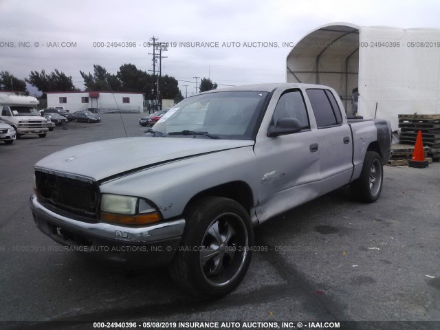 1B7GL2AZ8YS723044 - 2000 DODGE DAKOTA QUAD GRAY photo 2