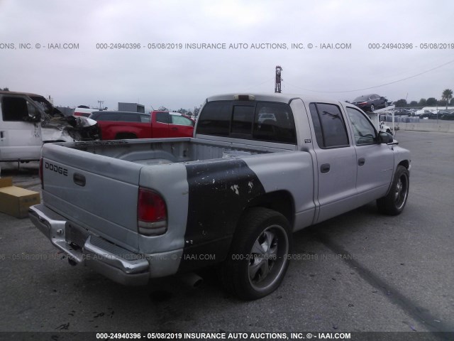 1B7GL2AZ8YS723044 - 2000 DODGE DAKOTA QUAD GRAY photo 4