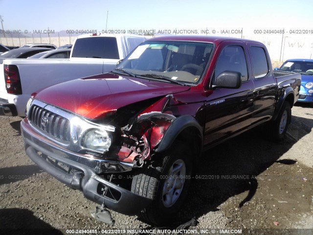5TEGN92N93Z251763 - 2003 TOYOTA TACOMA DOUBLE CAB PRERUNNER BURGUNDY photo 2