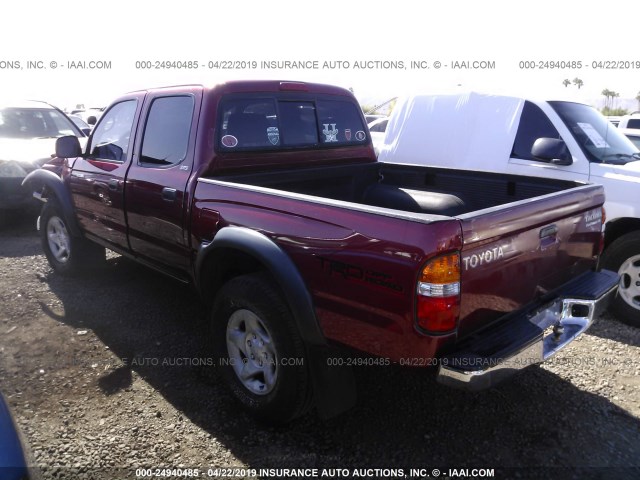 5TEGN92N93Z251763 - 2003 TOYOTA TACOMA DOUBLE CAB PRERUNNER BURGUNDY photo 3