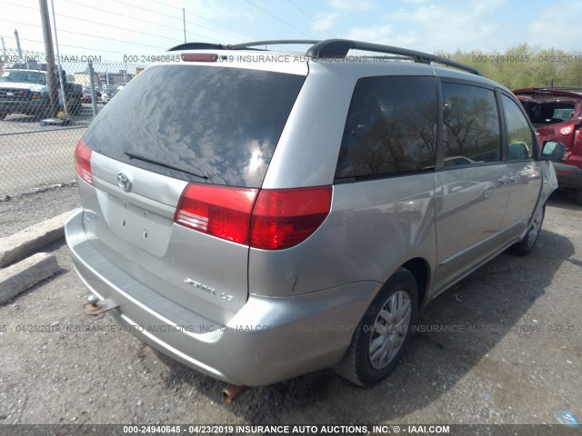 5TDZA23C04S098214 - 2004 TOYOTA SIENNA CE/LE SILVER photo 4