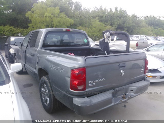 1D7HE48N76S646540 - 2006 DODGE DAKOTA QUAD SLT GRAY photo 3