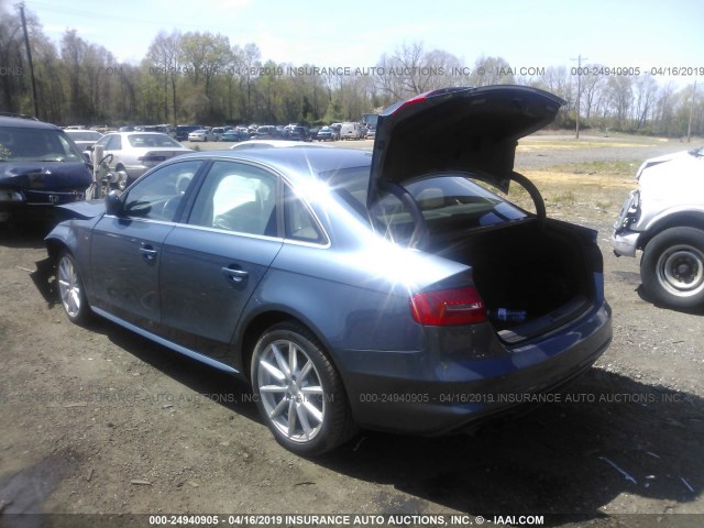 WAUFFAFL8FN001759 - 2015 AUDI A4 PREMIUM PLUS BLUE photo 3