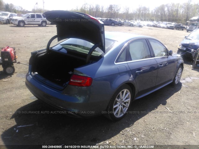 WAUFFAFL8FN001759 - 2015 AUDI A4 PREMIUM PLUS BLUE photo 4