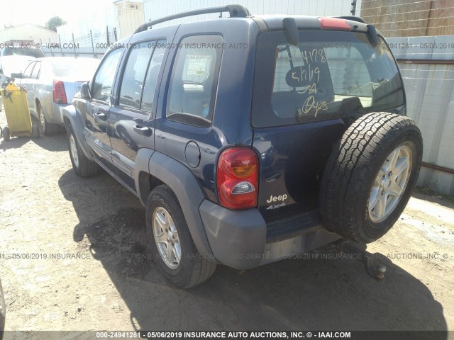 1J8GL48K53W645174 - 2003 JEEP LIBERTY SPORT/FREEDOM BLUE photo 3