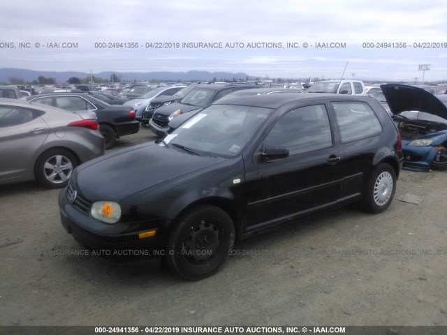 WVWBA21J2YW398894 - 2000 VOLKSWAGEN GOLF GL BLACK photo 2