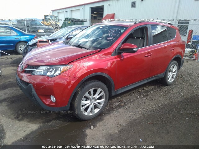 2T3DFREV2FW281280 - 2015 TOYOTA RAV4 LIMITED RED photo 2