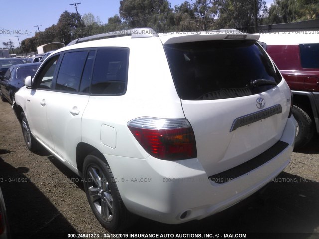 JTEDS43A982020105 - 2008 TOYOTA HIGHLANDER SPORT WHITE photo 3