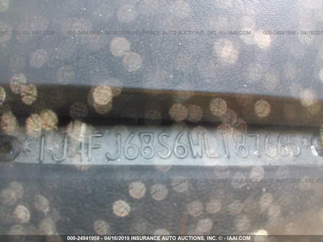 1J4FJ68S6WL187665 - 1998 JEEP CHEROKEE SPORT/CLASSIC ნაცრისფერი ფოტო 9