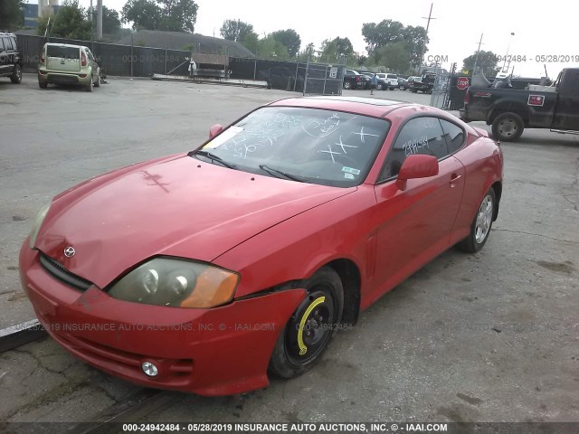 KMHHN65F33U055443 - 2003 HYUNDAI TIBURON RED photo 2