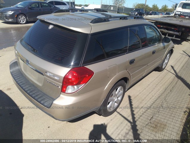 4S4BP61C387311954 - 2008 SUBARU OUTBACK 2.5I GOLD photo 4