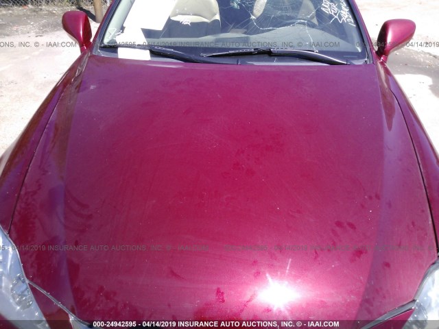 JTHBE262275014881 - 2007 LEXUS IS 350 RED photo 10