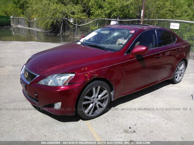 JTHBE262275014881 - 2007 LEXUS IS 350 RED photo 2