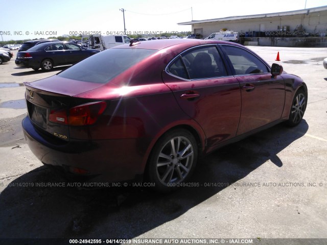 JTHBE262275014881 - 2007 LEXUS IS 350 RED photo 4