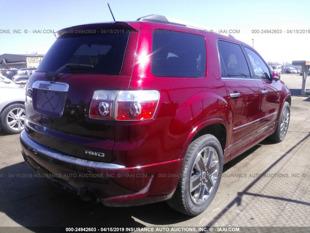 1GKKVTED5BJ316180 - 2011 GMC ACADIA DENALI RED photo 4