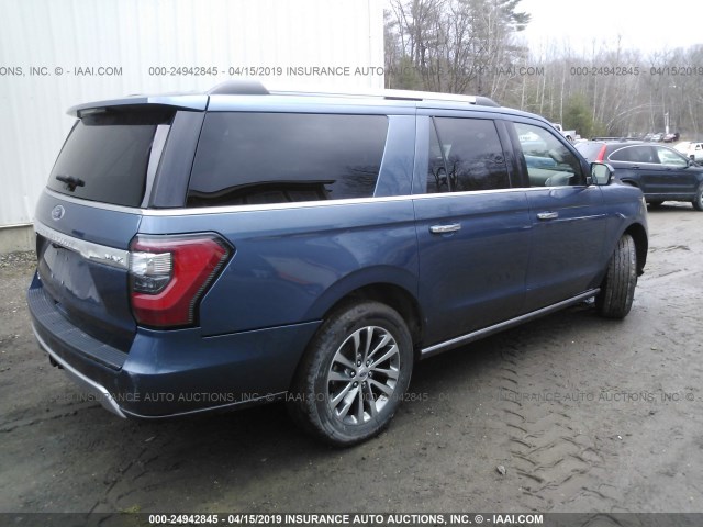 1FMJK1KT2JEA41788 - 2018 FORD EXPEDITION MAX LIMITED BLUE photo 4