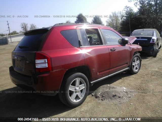 1J8FT47W77D101342 - 2007 JEEP COMPASS RED photo 4