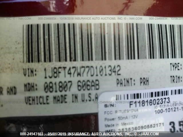 1J8FT47W77D101342 - 2007 JEEP COMPASS RED photo 9