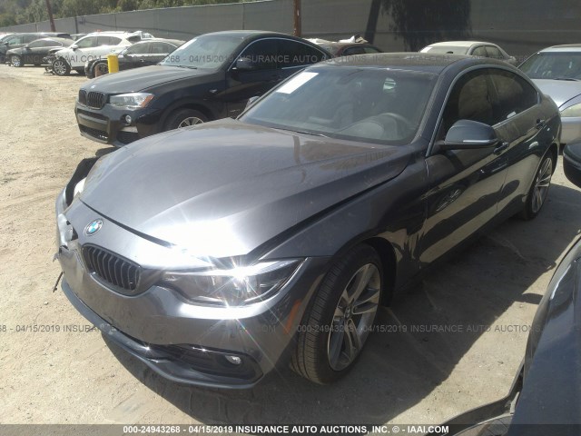 WBA4J1C50JBG77342 - 2018 BMW 430I GRAN COUPE GRAY photo 2