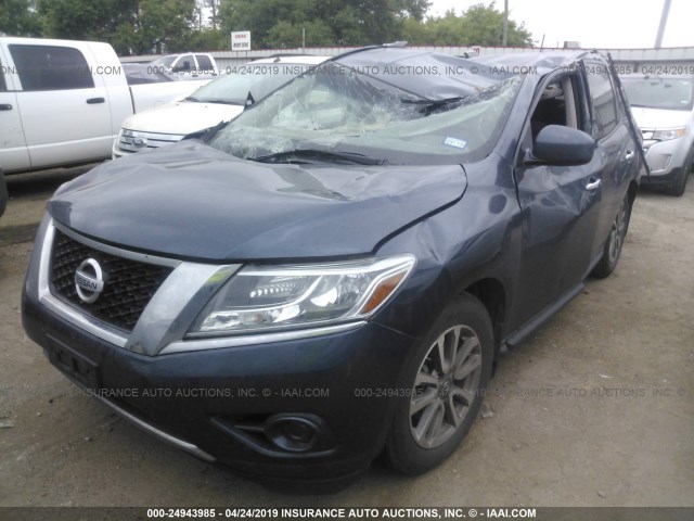5N1AR2MN5DC665648 - 2013 NISSAN PATHFINDER S/SV/SL/PLATINUM BLUE photo 2