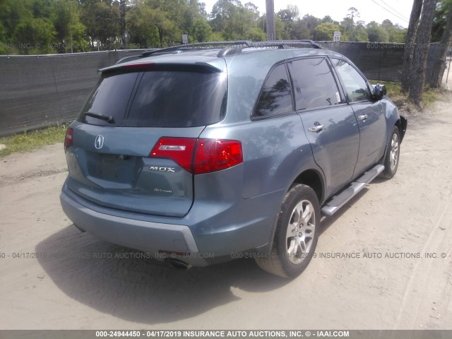 2HNYD28358H516812 - 2008 ACURA MDX TECHNOLOGY Light Blue photo 4