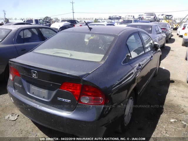 JHMFA36247S001246 - 2007 HONDA CIVIC HYBRID BLUE photo 4