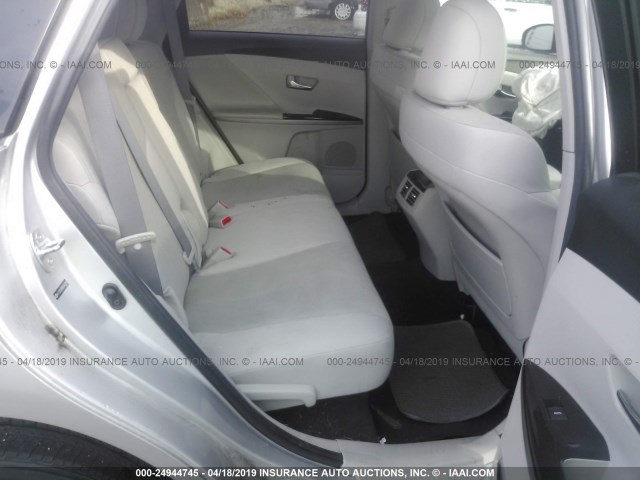 4T3ZA3BB6BU042899 - 2011 TOYOTA VENZA SILVER photo 8