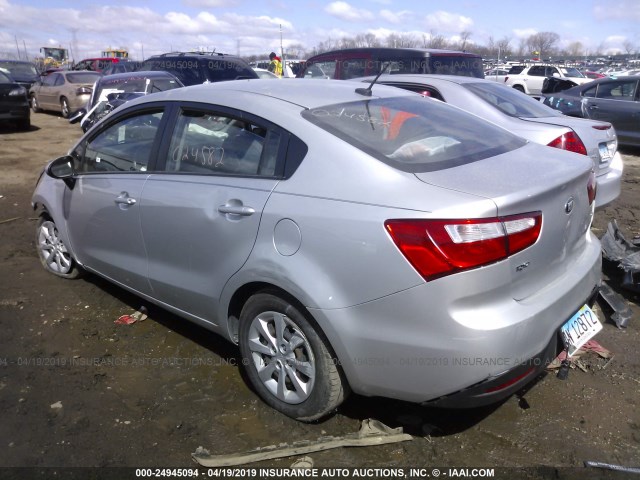 KNADM4A37E6374869 - 2014 KIA RIO LX SILVER photo 3